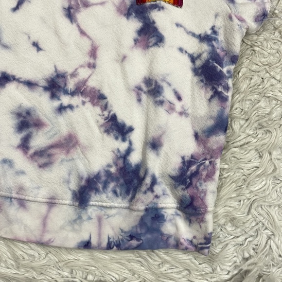 Mother The Fray Cap Sleeve Blueberry Tie Dye Sweat Rainbow Pullover Top - Picture 10 of 14